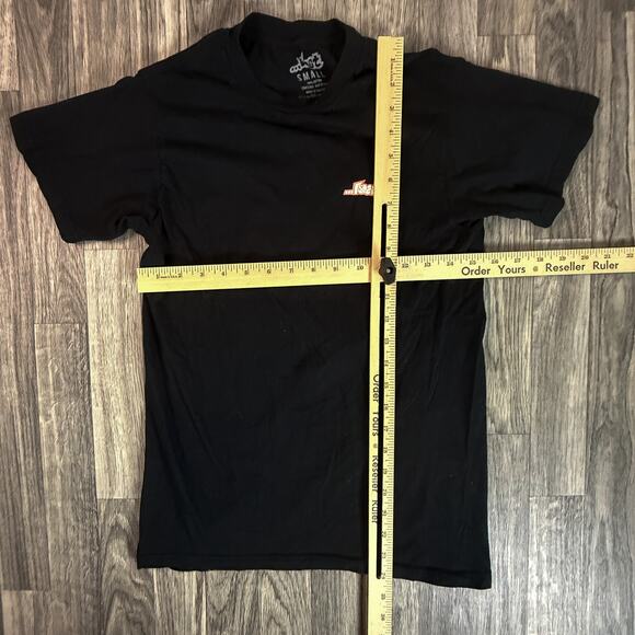 Black Skeleton Surfer Graphic Tee Surf Board Skull Wave Shirt - Picture 5 of 5